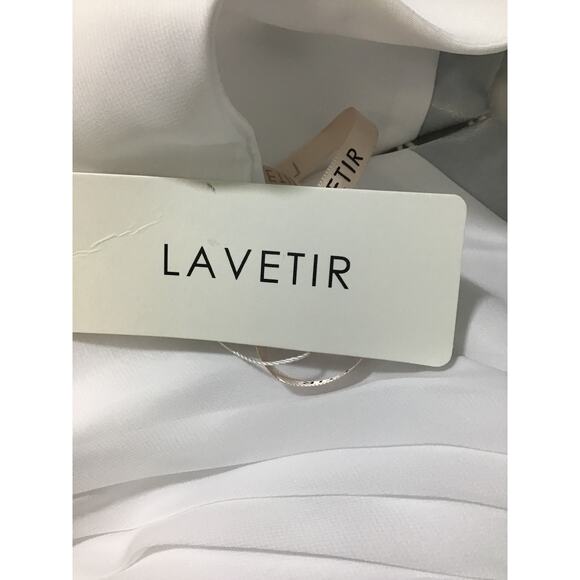 FORMAL SZ 12 L White Halter Cutout Pleated Bridal Party Maxi Dress NWT B42 flaw - Picture 6 of 9